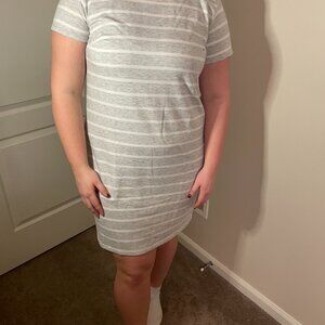 White and grey stripped dress